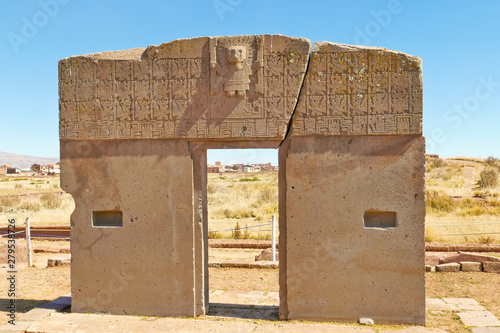 The 2000 year old archway at the Pre-Inca site of Tiwanaku near La Paz in Bolivia. Tiwanaku photo