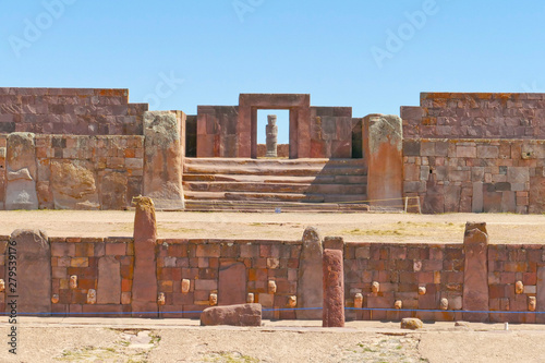 The 2000 year old archway at the Pre-Inca site of Tiwanaku near La Paz in Bolivia. Tiwanaku photo