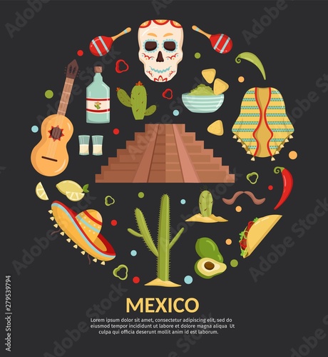 Big set mexico vector elements Día de los Muertos