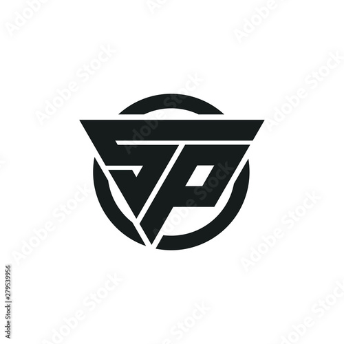 SP PS Triangle Logo Circle Monogram Design Vector Super Hero Concept