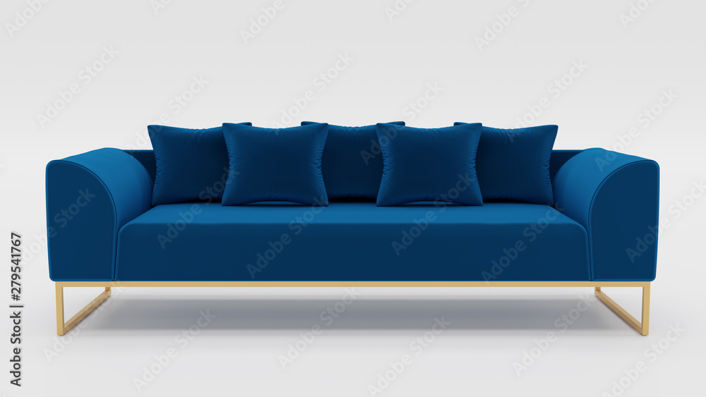 Blue Modern Sofa - 3D Rendering Blue Modern Sofa - 3D Rendering