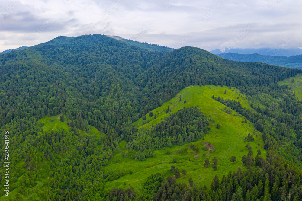 Fototapeta premium Mountain summer scene, aerial view