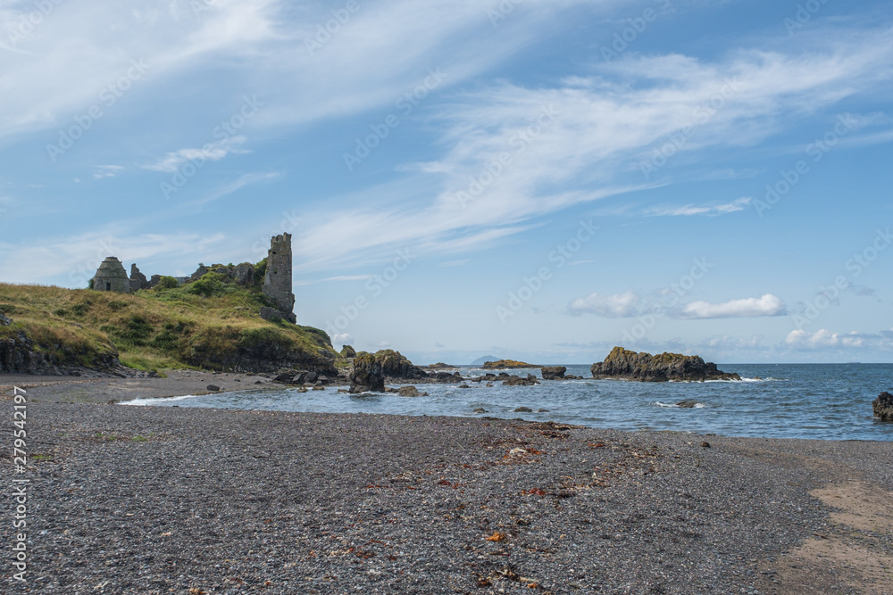 Dunure  castle Ruins and Rugged Coast Line in Scotland Outlander Filming Location With its Rugged Sea Defences.