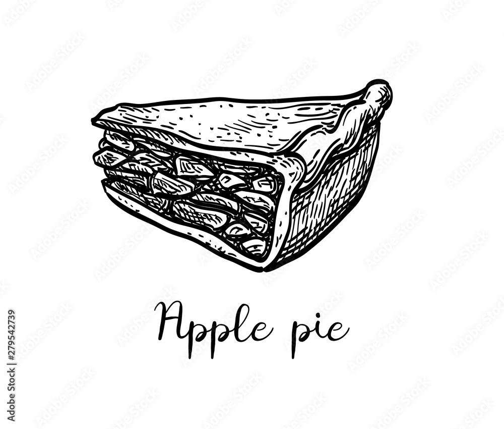 Obraz premium Ink sketch of apple pie