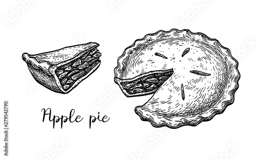 Ink sketch of apple pie