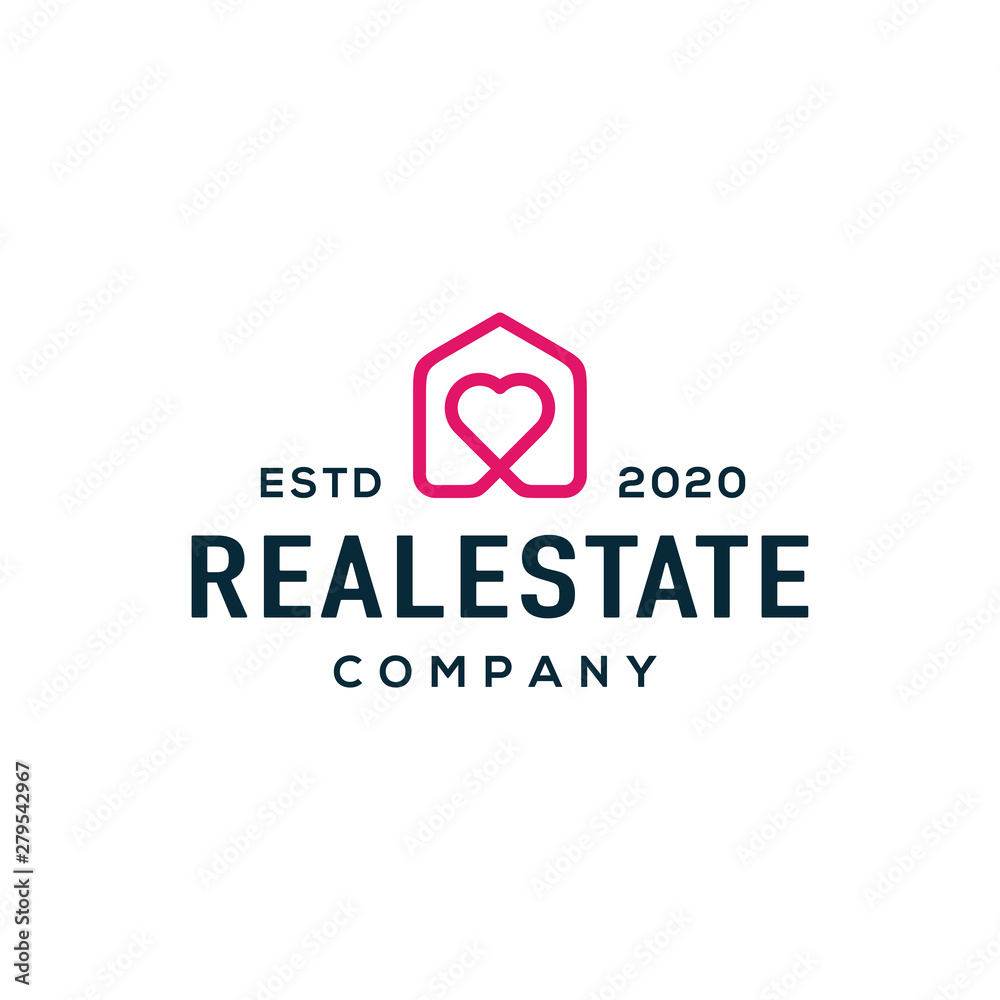 Real estate logo and icon design vector. Love house logo design. Real estate logo and icon design vector. Love house logo design.