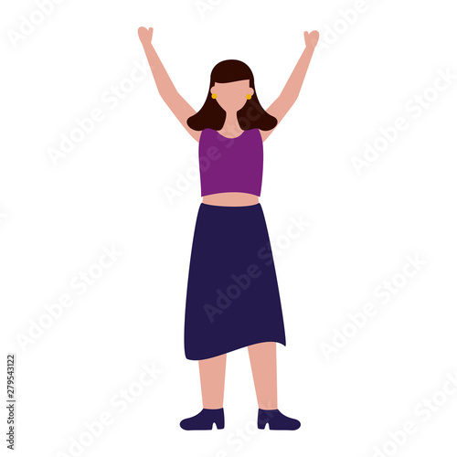 celebrating woman young happy character