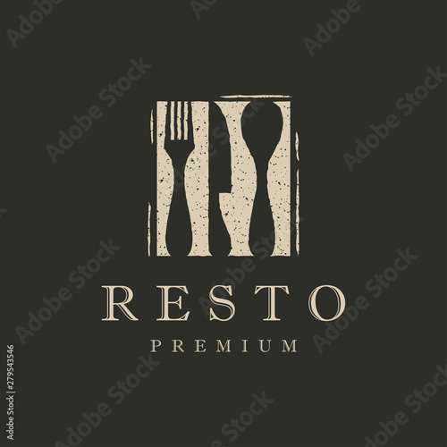 Restaurant logo and icon design vector. Fork, knife, spoon logo.