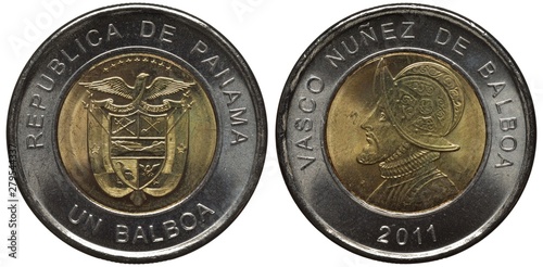Canvas-taulu Panama Panamanian bimetallic coin 1 one balboa 2011, arms within central circle,