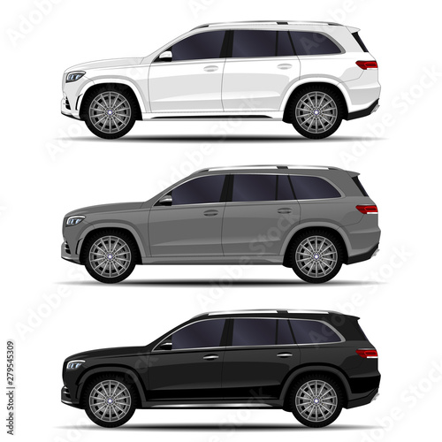 realistic SUV car. cars set. side view. © kupchynskyi12