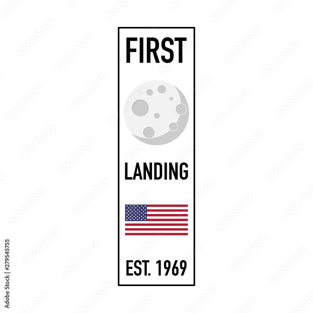 Naklejka premium moon first landing 1969 modern banner vector