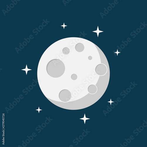 moon in the space flat design vector