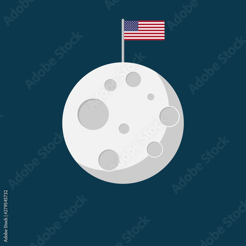 moon in the space flat design vector photo
