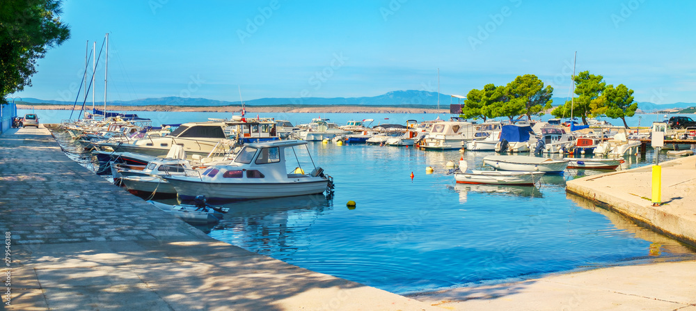 Coastal quay in resort town Crikvenica. Istria, Croatia