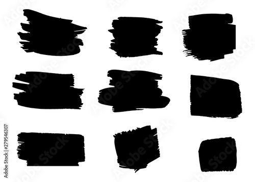 Set of hand drawn brushes and design elements. black paint, ink artistic creative shapes. Black ink splashes.