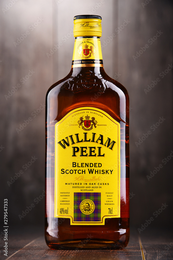 Bottle of William Peel blended Scotch whisky Stock-Foto | Adobe Stock