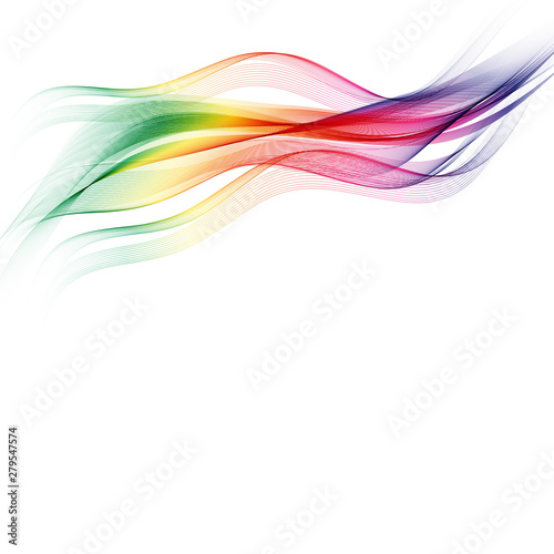  Colored smoky vector wave on a white background. Design element