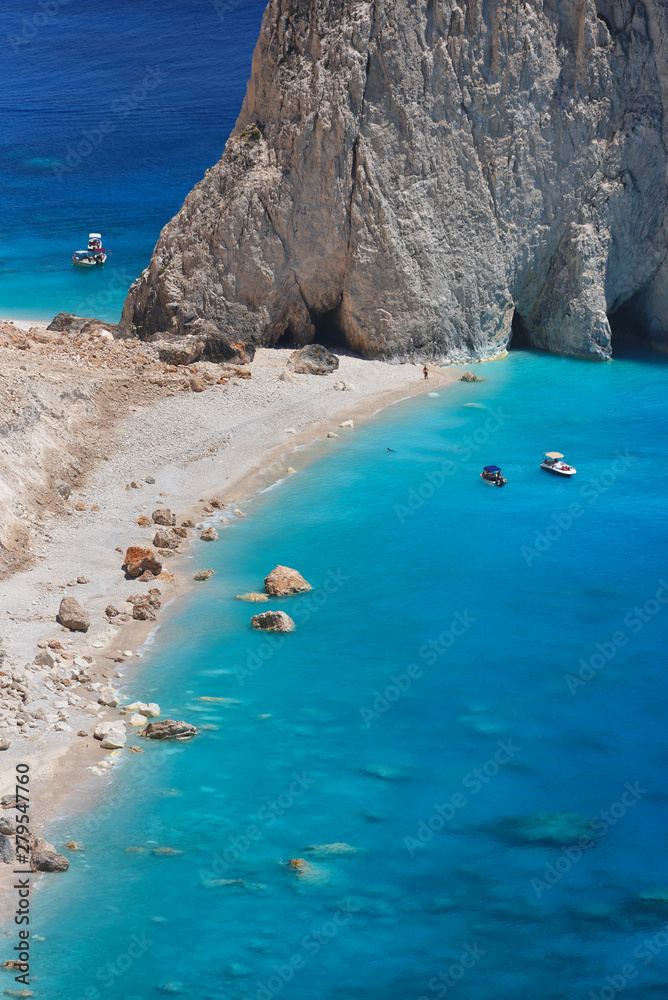 Beautiful lanscape of Ionian Sea from Keri, Zakinthos island, Greece. Vacation concept background