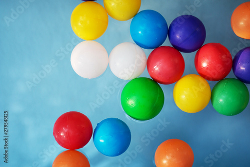 Plastic colored balls in the children s pool