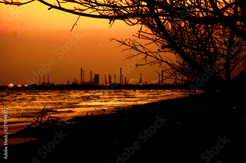 sunset on the river