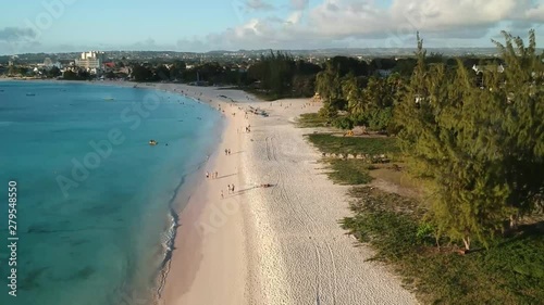 Wallpaper Mural Aerial shot moving vertically down on beach in Barbados. Torontodigital.ca