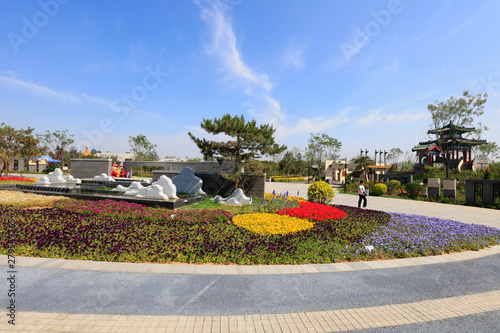 The scenery of the South Lake Park in Tangshan, China