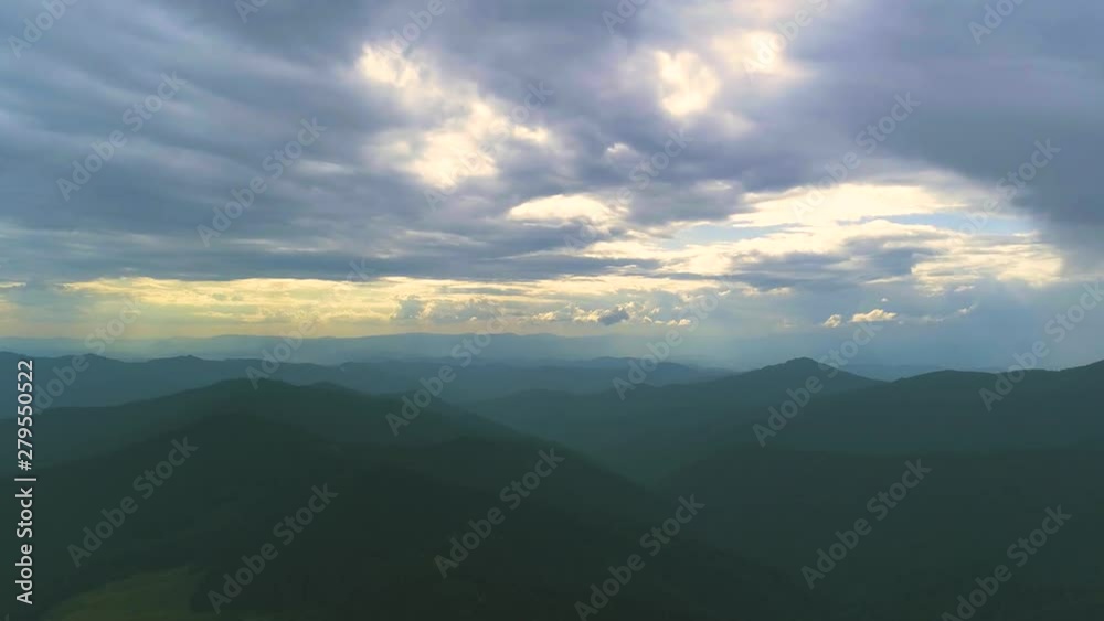 The flight above mountains on the cloud stream background. Hyperlapse The flight above mountains on the cloud stream background. Hyperlapse