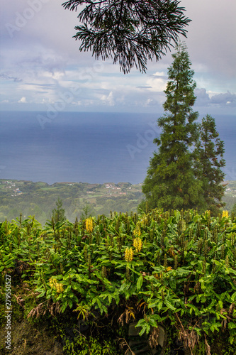 view over cloudy island of Sao Miguel Island, Azores, Portugal photo