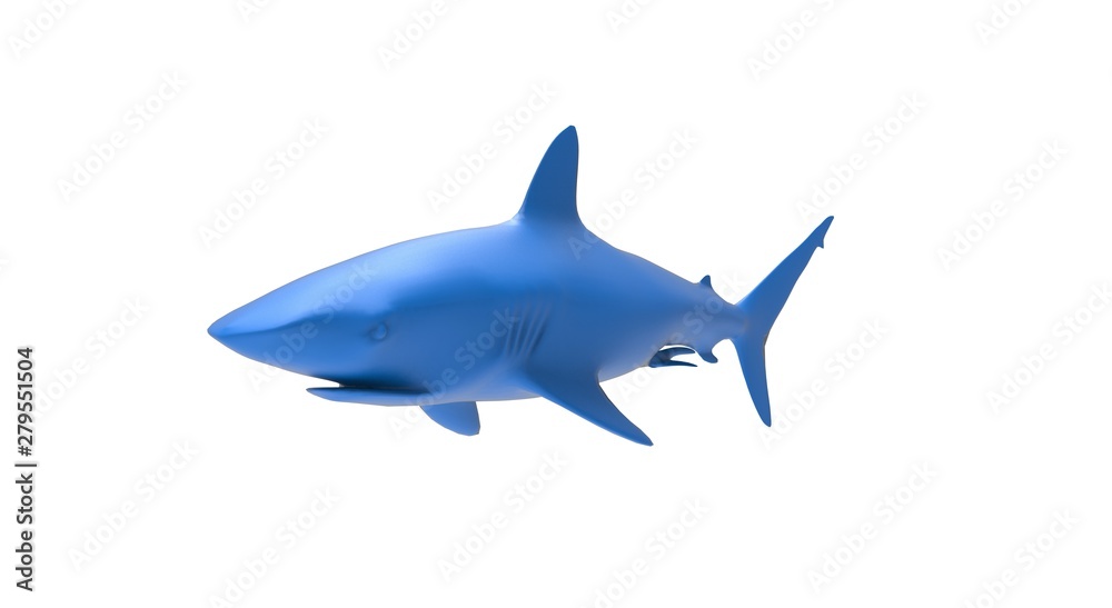 Obraz premium Black Shark on Blue Background 3D Rendering