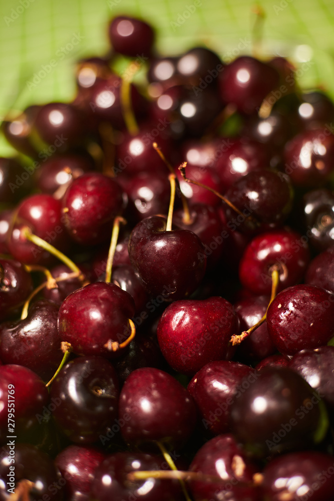 Big collection of red cherries. Background of ripe cherries. Big collection of red cherries. Background of ripe cherries.