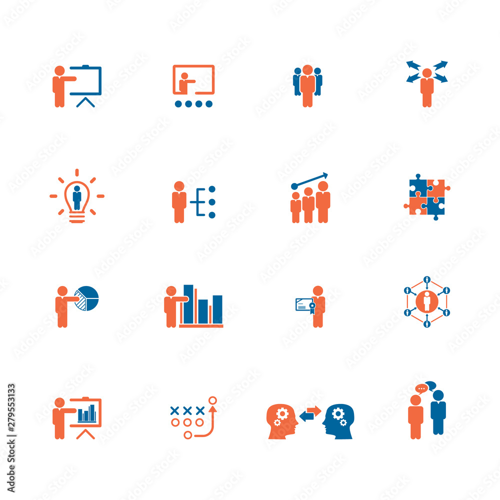 Business training icon set Business training icon set