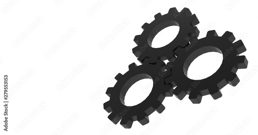 Metal Gear isolated on White 3D Rendering