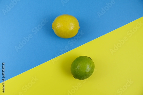 citrus on a multi-colored background upside