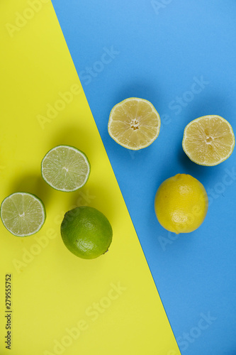 citrus on a multi-colored background upside