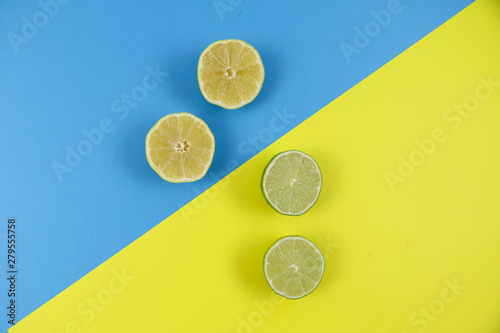 citrus on a multi-colored background upside