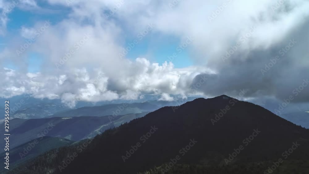 The flight in a cloud stream above picturesque mountains. Hyperlapse The flight in a cloud stream above picturesque mountains. Hyperlapse