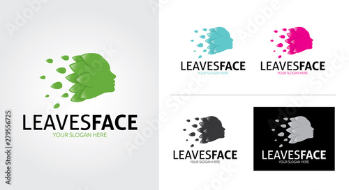 Leaves face creative and minimalist logo template Set