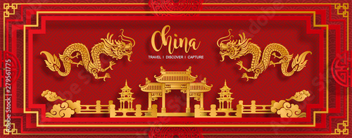 Wallpaper Mural Happy chinese new year 2020 year of the rat ,paper cut rat character,flower and asian elements with craft style on background.  (Chinese translation : Happy chinese new year 2020, year of rat) Torontodigital.ca