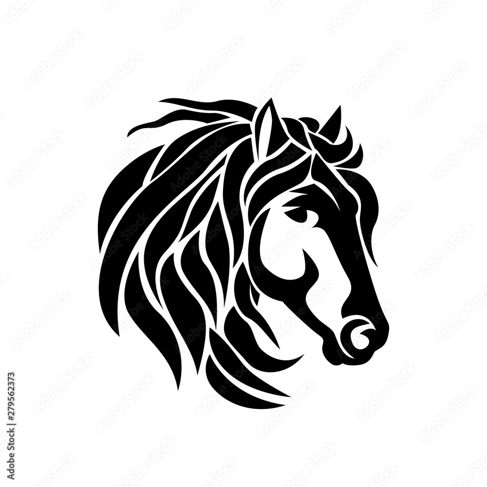 head horse with bushy hair logo design inspiration head horse with bushy hair logo design inspiration