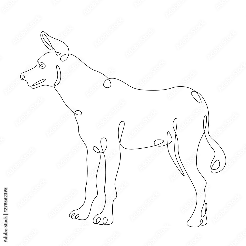 Continuous one line hand drawing hyena