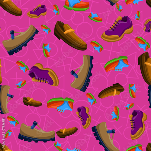 Shoes Flat Color Background Seamless Pattern