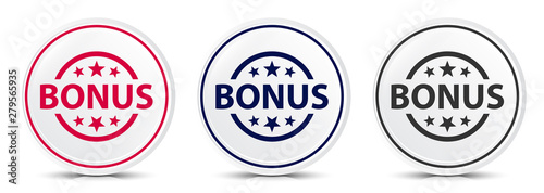 Bonus badge icon crystal flat round button set illustration design
