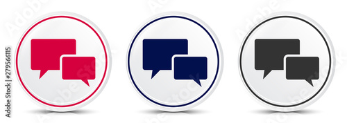 Chat bubble icon crystal flat round button set illustration design