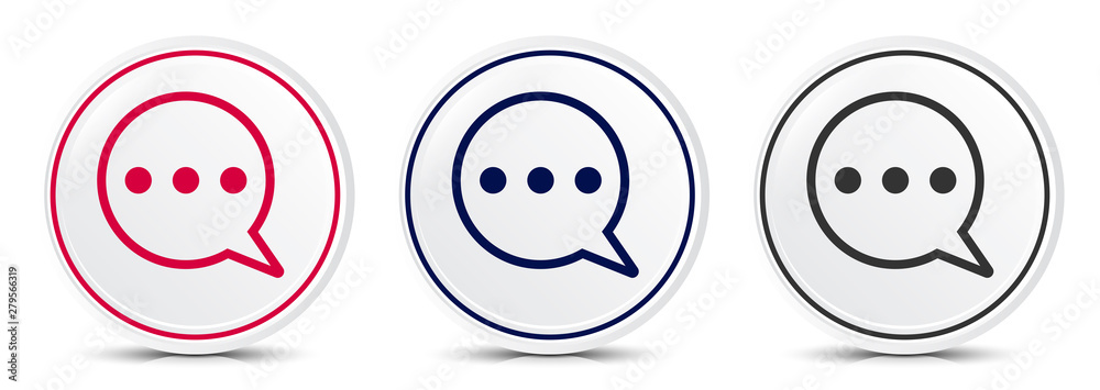 Comment icon crystal flat round button set illustration design Comment icon crystal flat round button set illustration design