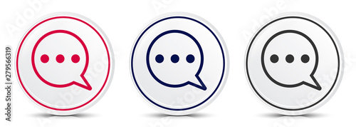 Comment icon crystal flat round button set illustration design