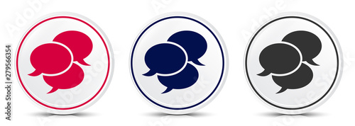 Comments icon crystal flat round button set illustration design