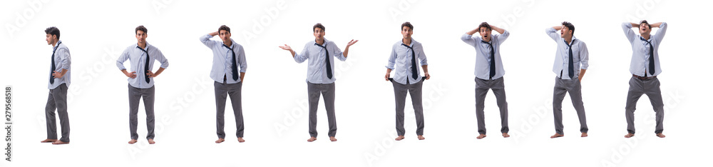 Young barefooted businessman isolated on white Young barefooted businessman isolated on white