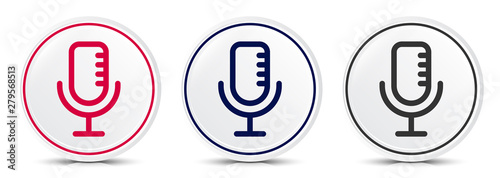 Microphone icon crystal flat round button set illustration design