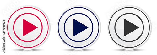 Play icon crystal flat round button set illustration design