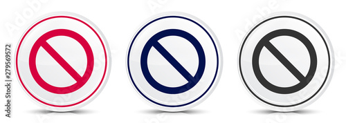 Prohibition icon crystal flat round button set illustration design